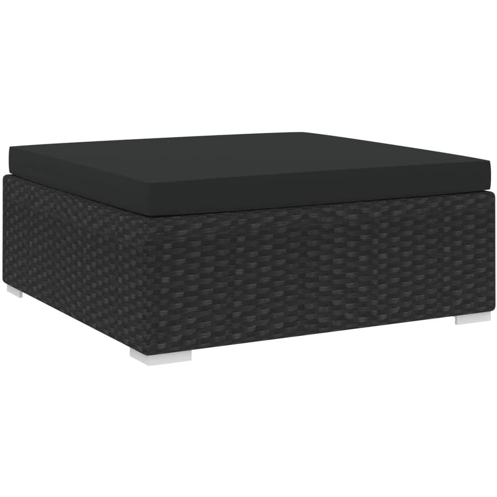 Poggiapiedi Modulare 1 pz con Cuscino in Polyrattan Nero - Foto 1
