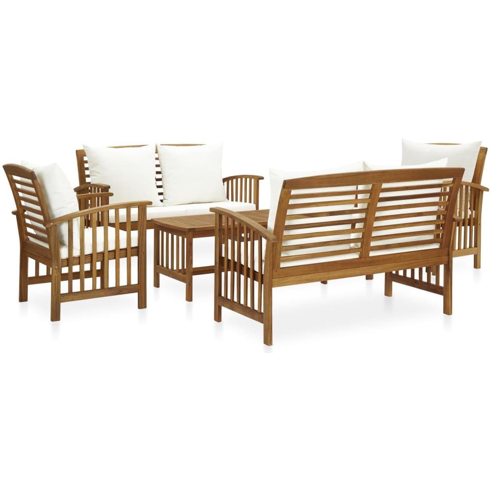 Set Divani Da Giardino 5 Pz Con Cuscini In Massello Di Acacia - Foto 1