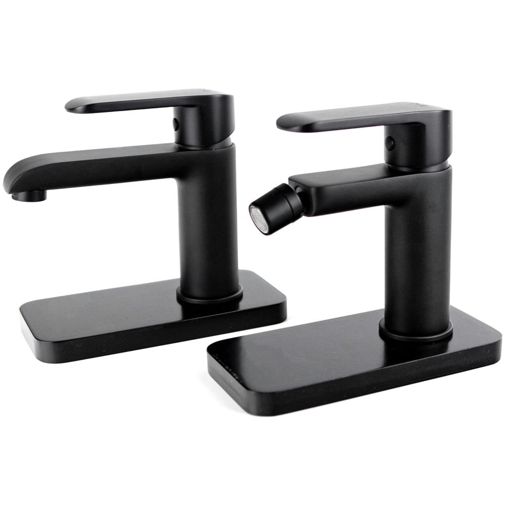 Coppia Di Miscelatore Rubinetto Bidet E Miscelatore Lavabo Linea Puma Nero Opaco - Foto 1
