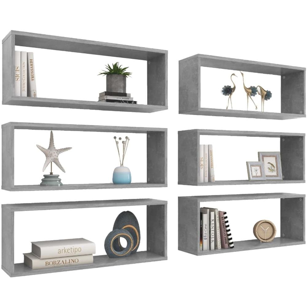 Mensole Parete a Cubo 6pz Grigio Cemento 60x15x23cm Multistrato - Foto 3