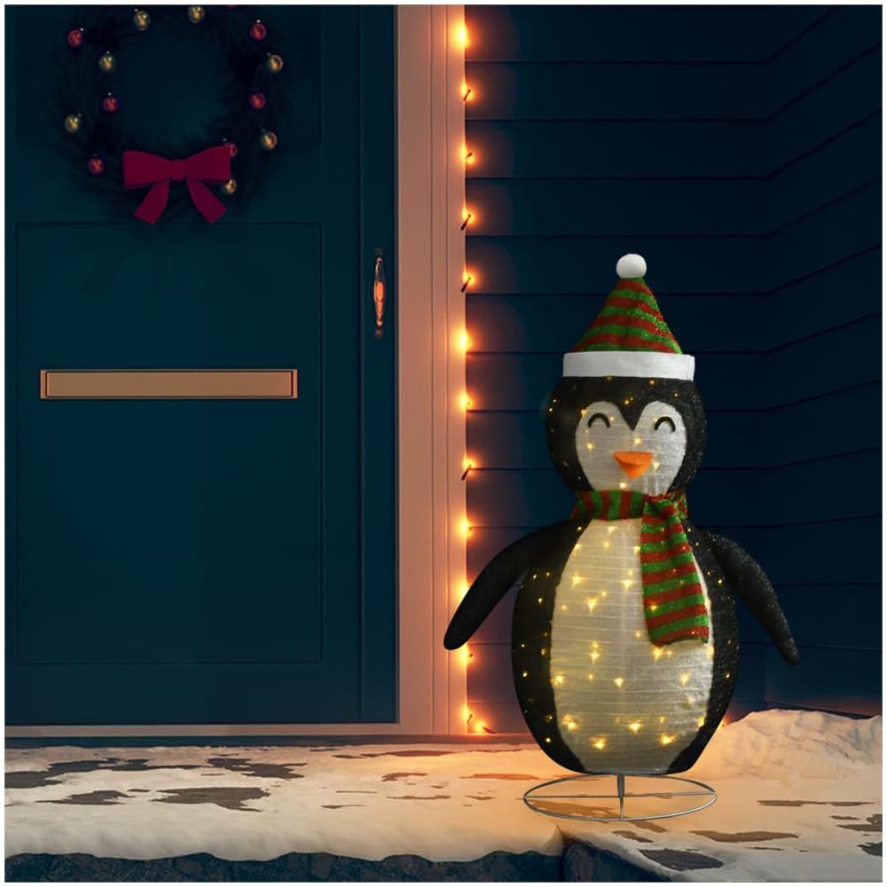 Figura Decorativa Natalizia Pinguino LED Tessuto Pregiato 90 cm - Foto 1