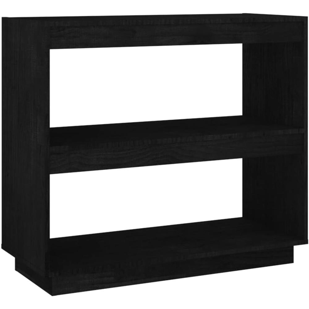 Libreria Nera 80x35x71 Cm In Legno Massello Di Pino - Foto 2