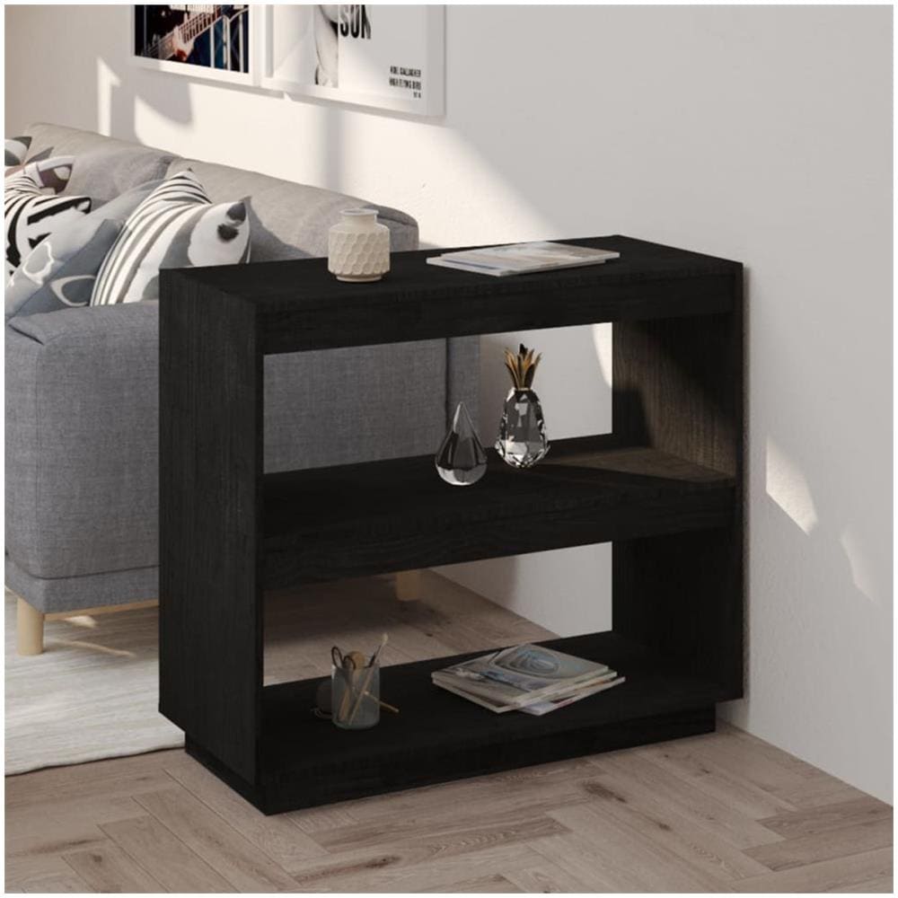 Libreria Nera 80x35x71 Cm In Legno Massello Di Pino - Foto 1