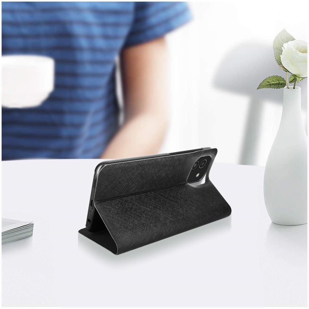 Custodia Galaxy A03 Pelle Saffiano Ultra-rigida Supporto Posteriore Nera - Foto 2