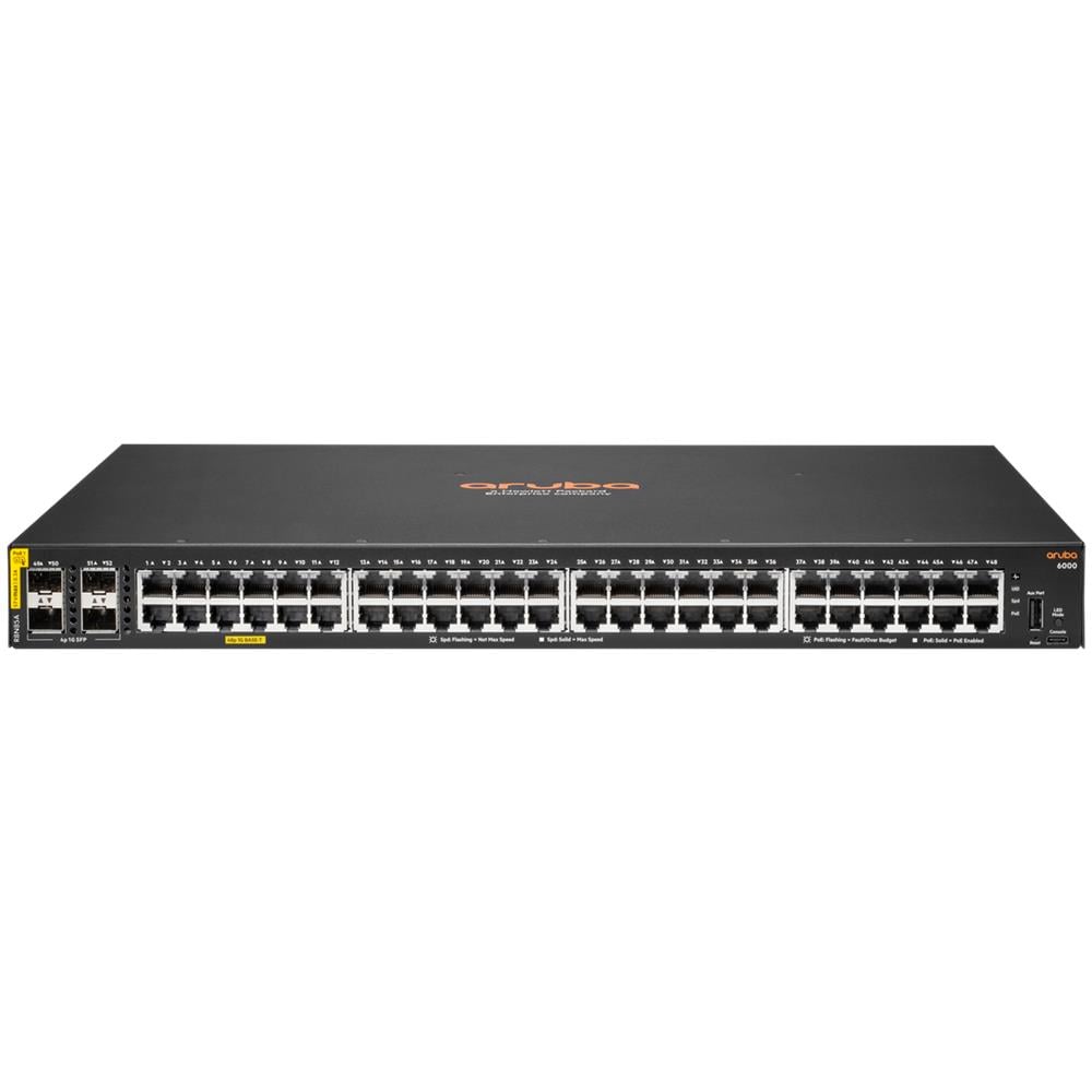 Switch Aruba 6000 48G Classe 4 PoE 4SFP da 370 W 48 porte Gestibile Gigabit Ethernet 10/100/1000Base-T, 100/1000Base-X 3 livelli supportati Modulare 4 slot SF - Foto 1