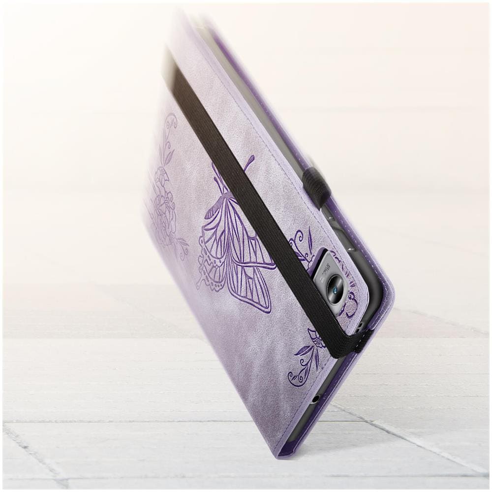 Custodia Realme Pad Mini Porta-carte Supporto, Farfalla Fiori Viola Chiaro - Foto 5