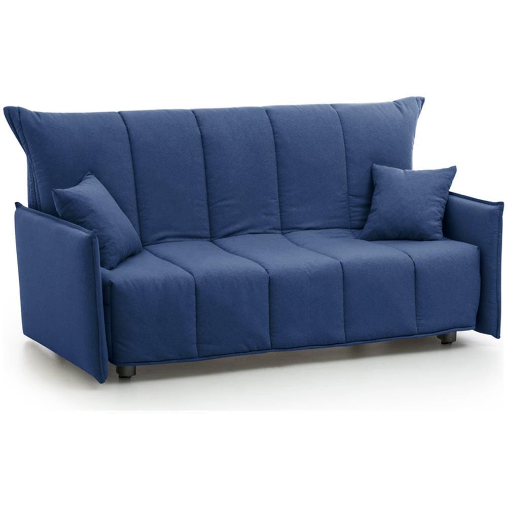 Divano Letto Allyson, Divano A 3 Posti, 100% Made In Italy, Sofà Soggiorno Con Apertura A Carrello, In Tessuto Imbottito, Con Braccioli Standard, Cm 190x90h85, Blu - Foto 2