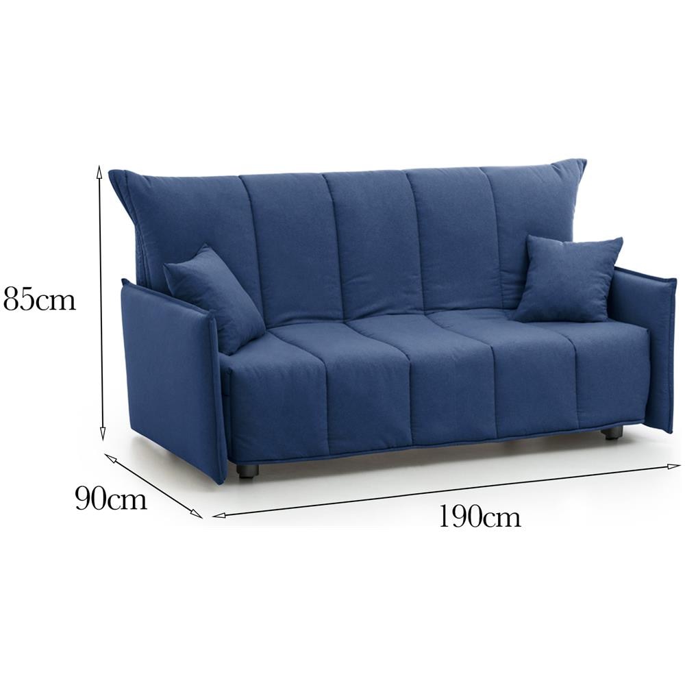 Divano Letto Allyson, Divano A 3 Posti, 100% Made In Italy, Sofà Soggiorno Con Apertura A Carrello, In Tessuto Imbottito, Con Braccioli Standard, Cm 190x90h85, Blu - Foto 4