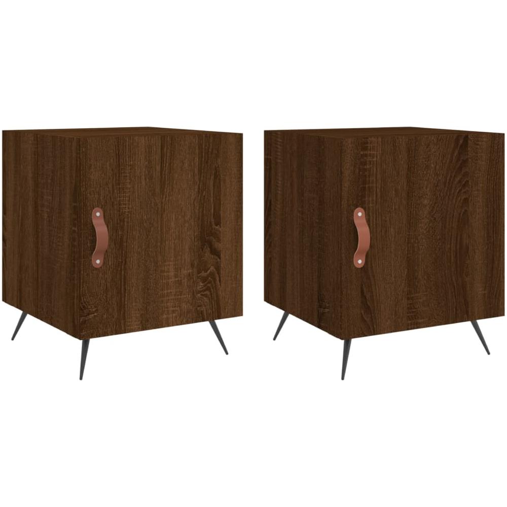 Comodini 2 Pz Rovere Marrone 40x40x50 Cm In Legno Multistrato - Foto 2