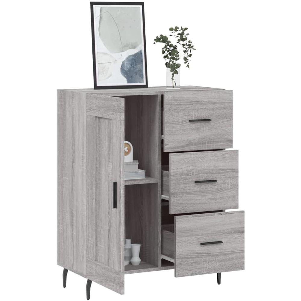 Credenza Grigio Sonoma 69,5x34x90 Cm In Legno Multistrato - Foto 3