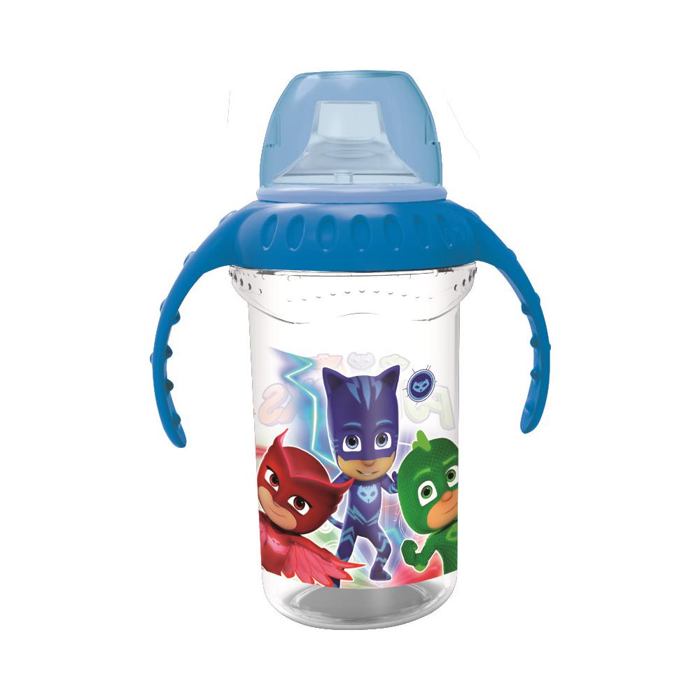 Bicchiere da viaggio PJmasks super pigiamini con manici e beccuccio in silicone 330 ml - Foto 1