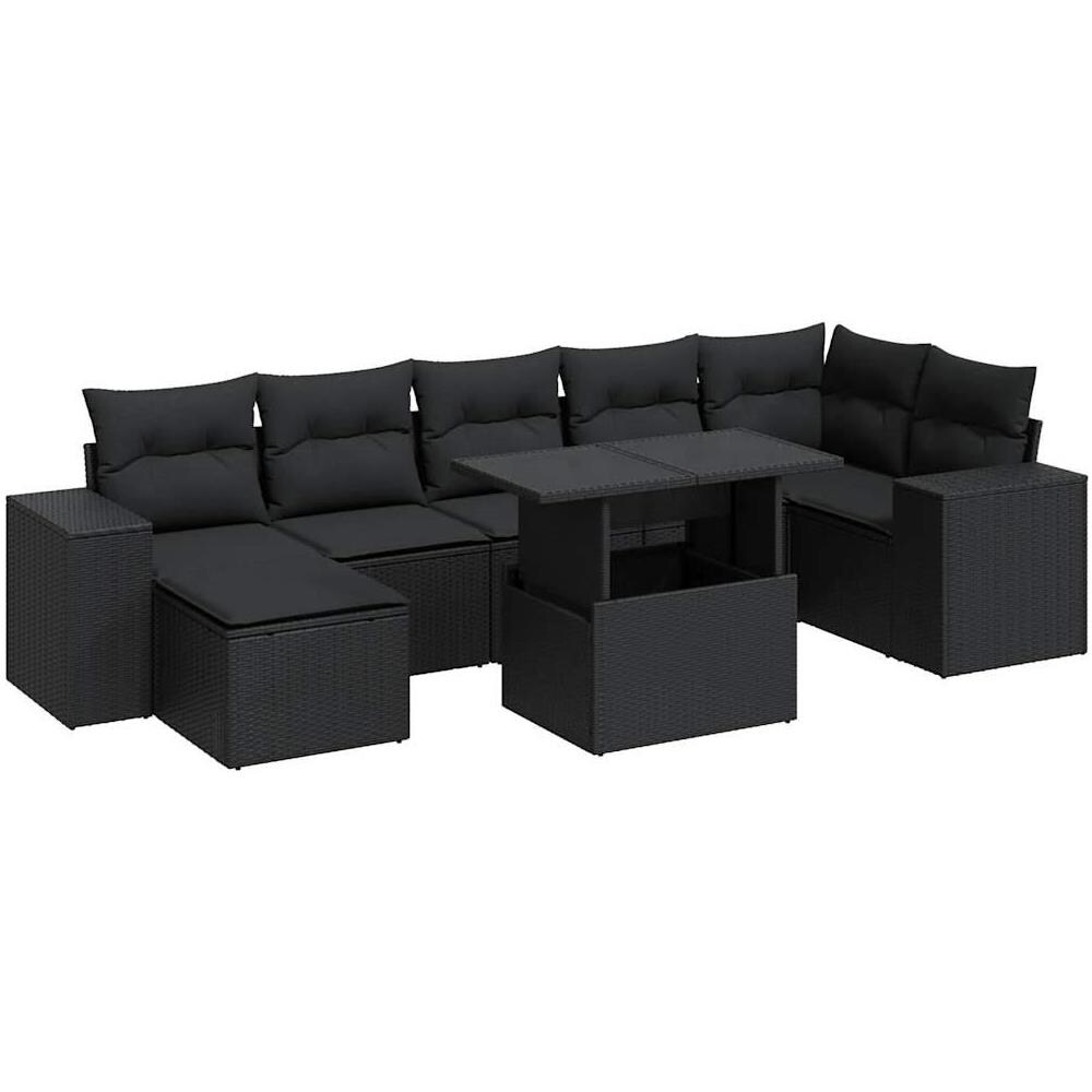 Set Divani da Giardino con Cuscini 8 pz Nero in Polyrattan - Foto 1