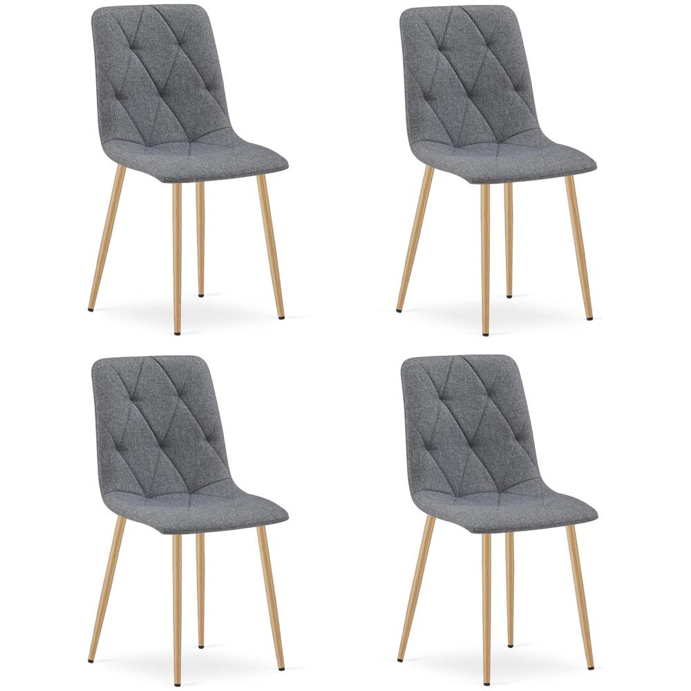 Sedia imbottita VALORA TYRA - Elegante tessuto grigio scuro / gambe color legno x 4 - Foto 1