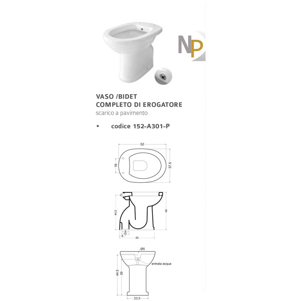 Vaso / bidet Anziani Chiuso Completo Erogatore Pavimento - Foto 2