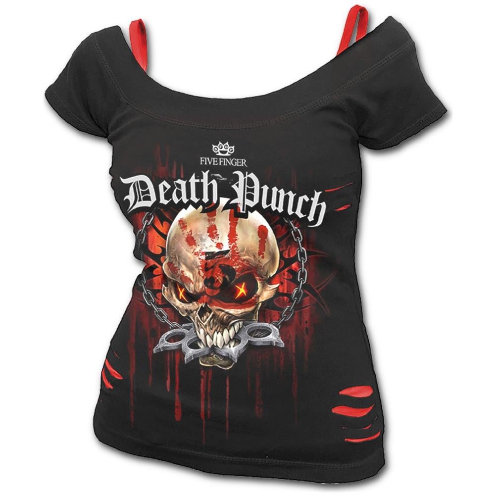 5Fdp - Assassin - Licensed Band 2In1 Red Ripped Black (T-Shirt Donna Tg. L) - Foto 1