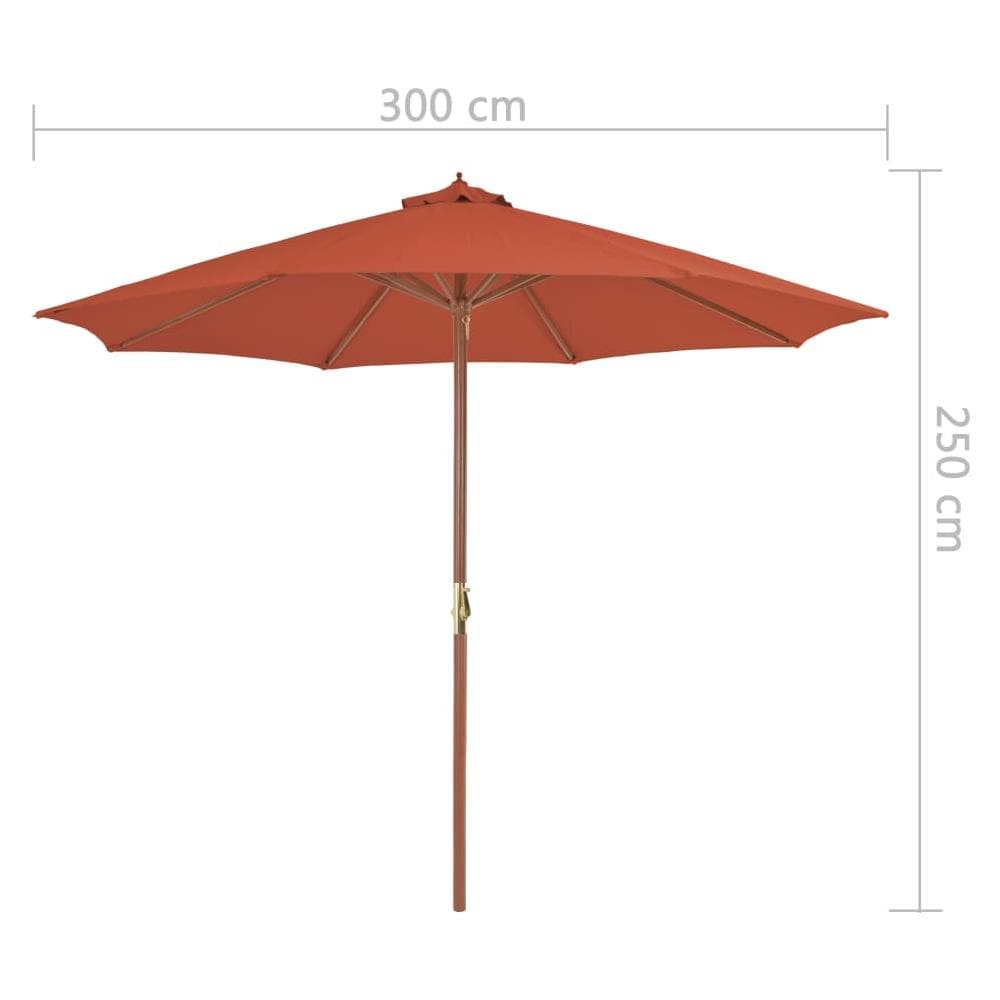 Ombrellone Da Esterni Con Palo In Legno 300 Cm Terracotta - Foto 7