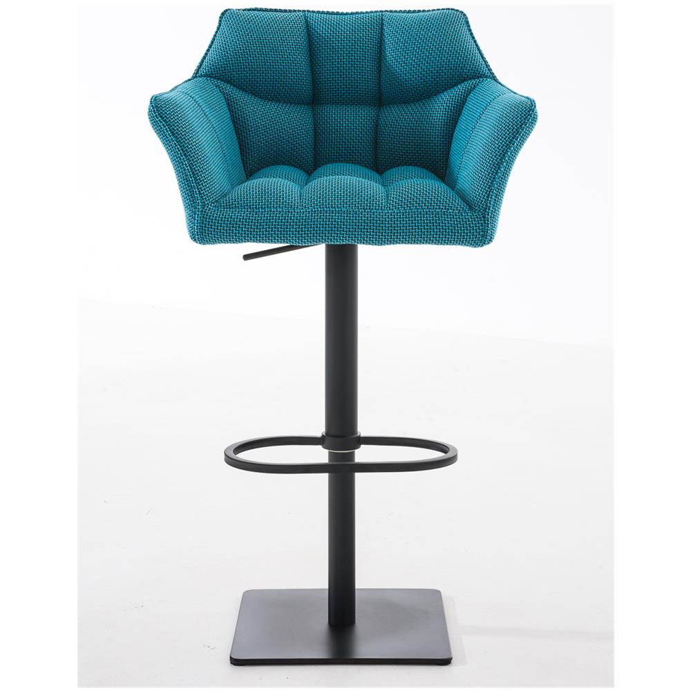 Sgabello Alto Bar Damaso I Sgabello Design Cucina Trapuntato in Tessuto con Braccioli E Schienale Imbottiti l Sedia Sgabello Bar Pub con Poggiapiedi Turchese Nero - Foto 2