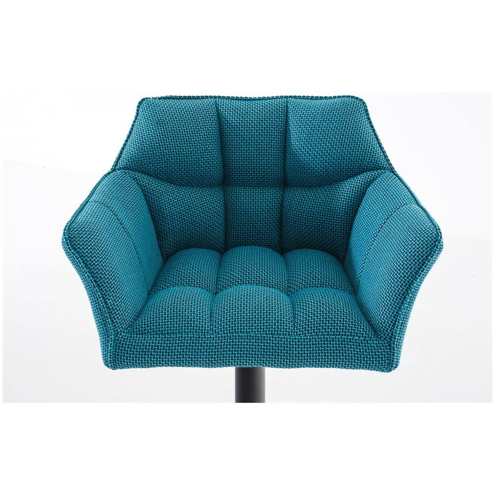 Sgabello Alto Bar Damaso I Sgabello Design Cucina Trapuntato in Tessuto con Braccioli E Schienale Imbottiti l Sedia Sgabello Bar Pub con Poggiapiedi Turchese Nero - Foto 5