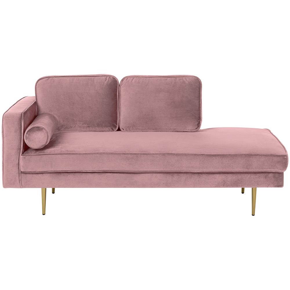 Chaise Longue In Velluto Rosa Sinistra Miramas - Foto 1