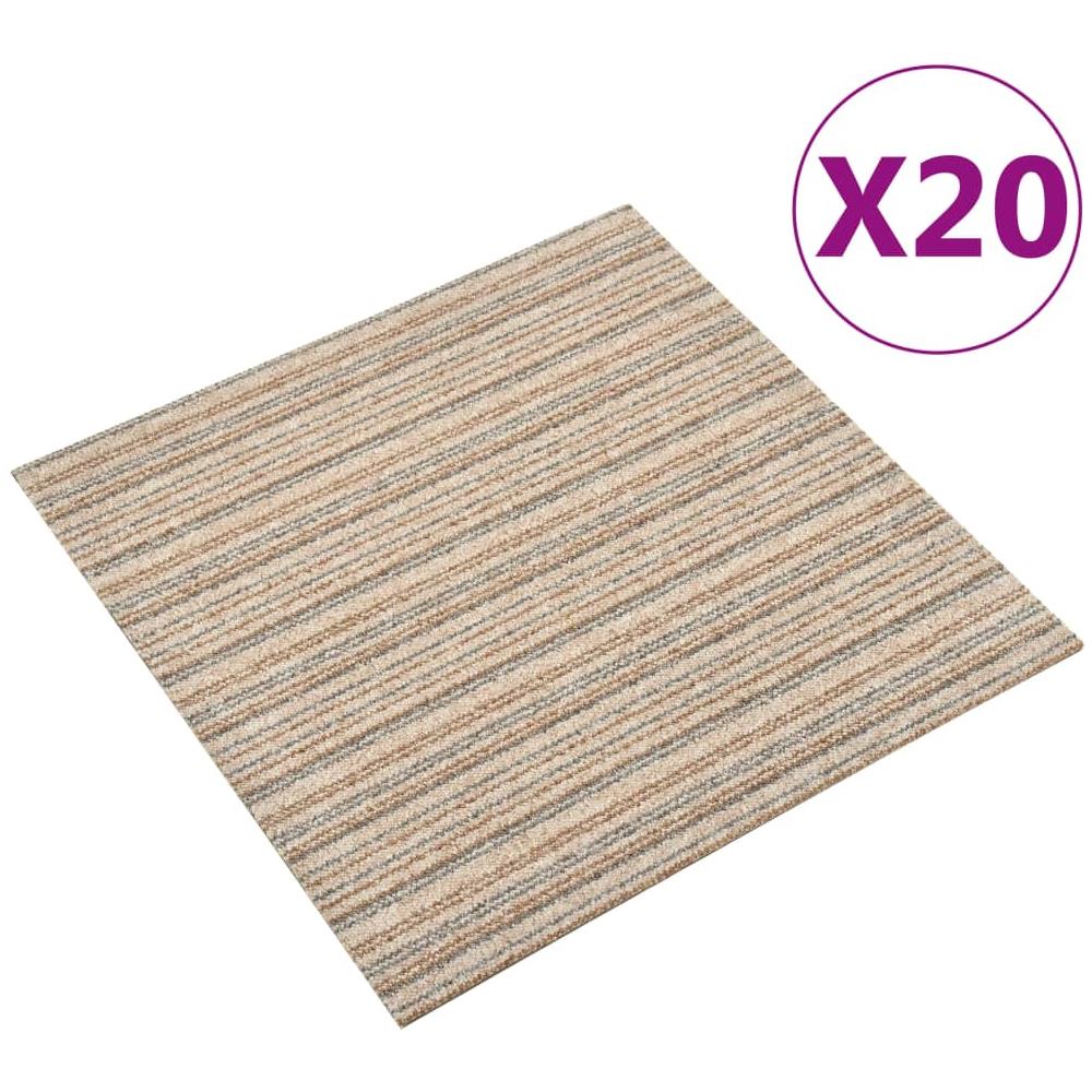 Quadrotte di Moquette 20 pz 5 m² 50x50 cm Beige a Strisce - Foto 1