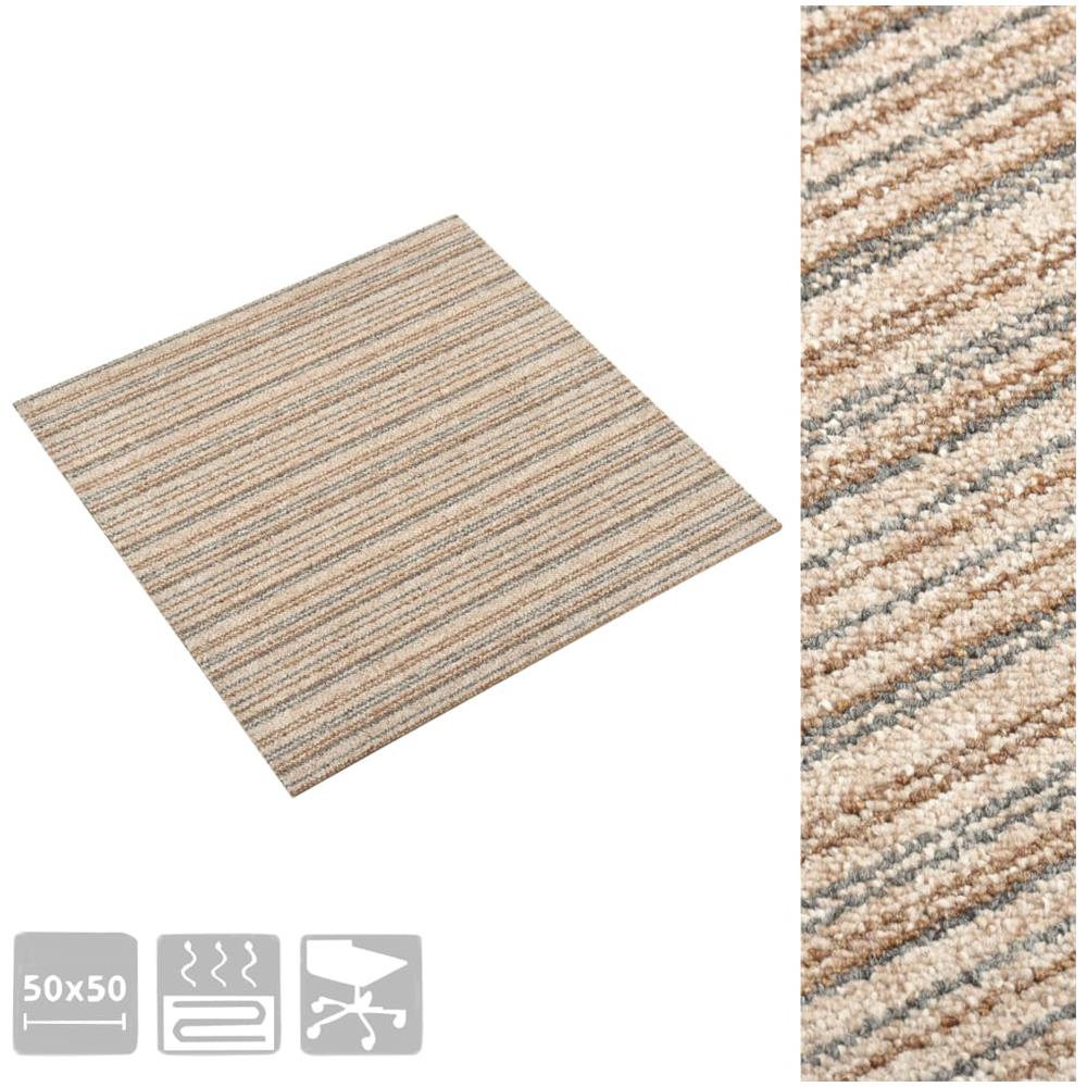 Quadrotte di Moquette 20 pz 5 m² 50x50 cm Beige a Strisce - Foto 3