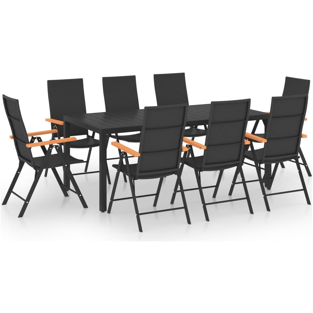 Set Da Pranzo Da Giardino 9 Pz Nero E Marrone - Foto 1