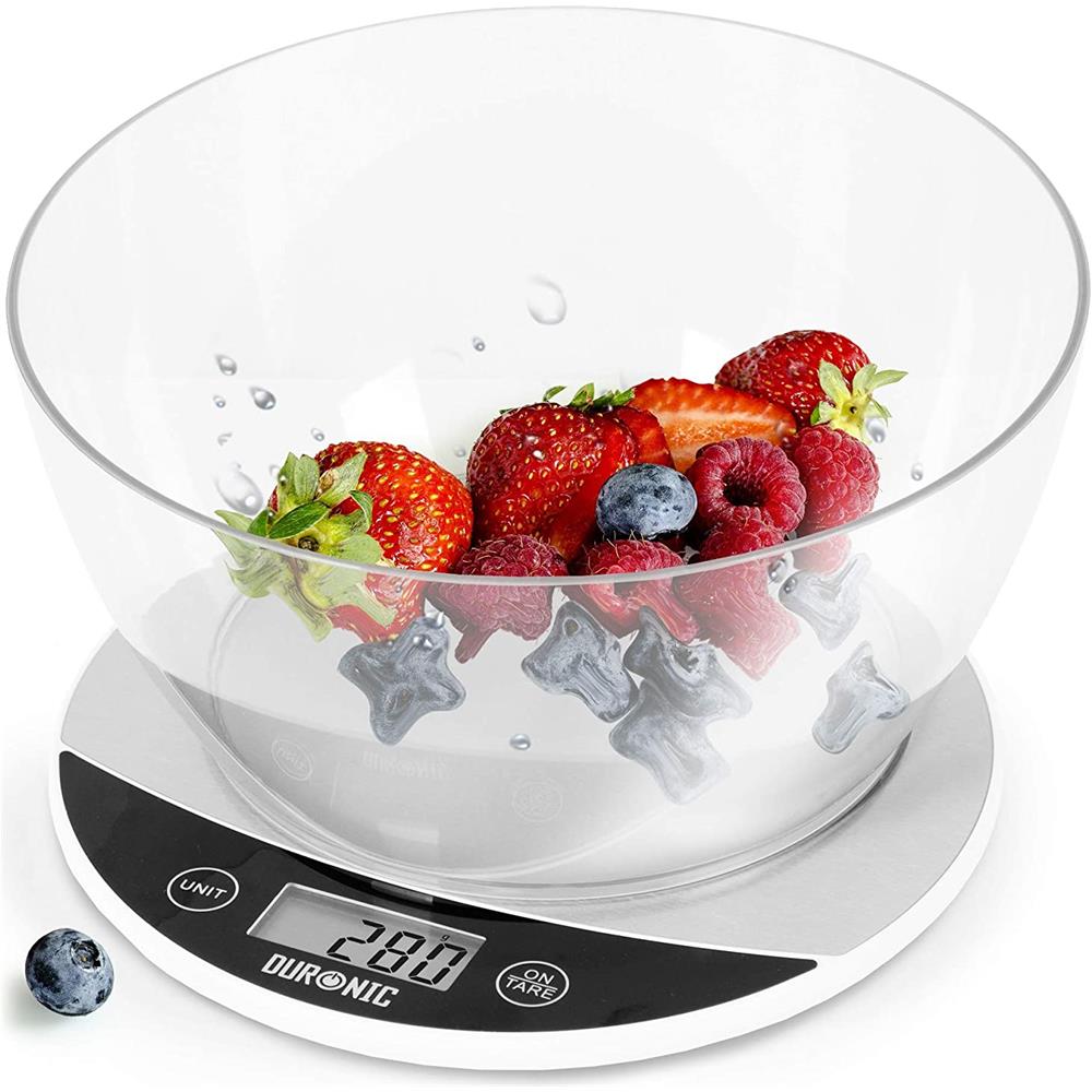 Ks3000 Bilancia Da Cucina | Bilancia Ad Alta Precisione Con Display Digitale | Portata 1g / 5 Kg Con Ciotola Da 2 L | Piattaforma Argento E Bianca | Funzione Tara | Ideale Per Cucina E Pasticceria - Foto 1