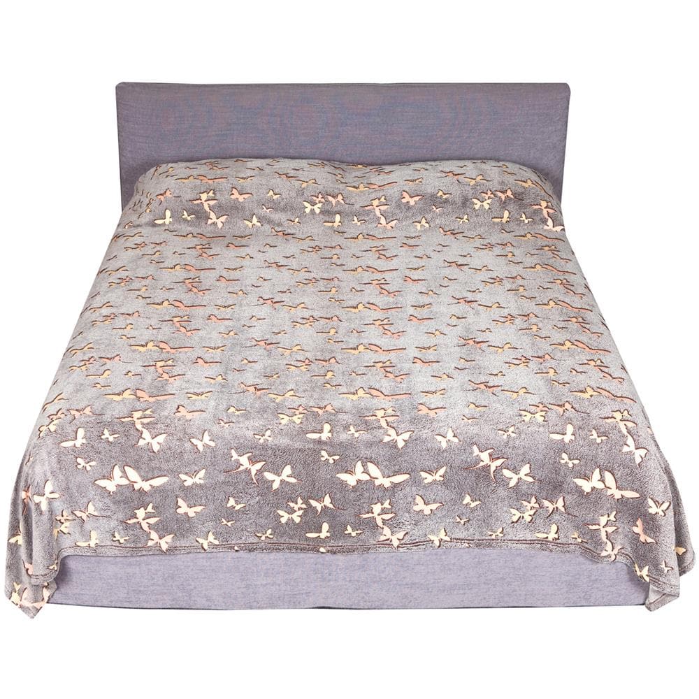 Coperta Matrimoniale Fluorescente Farfalle Glow Multicolore - Foto 1