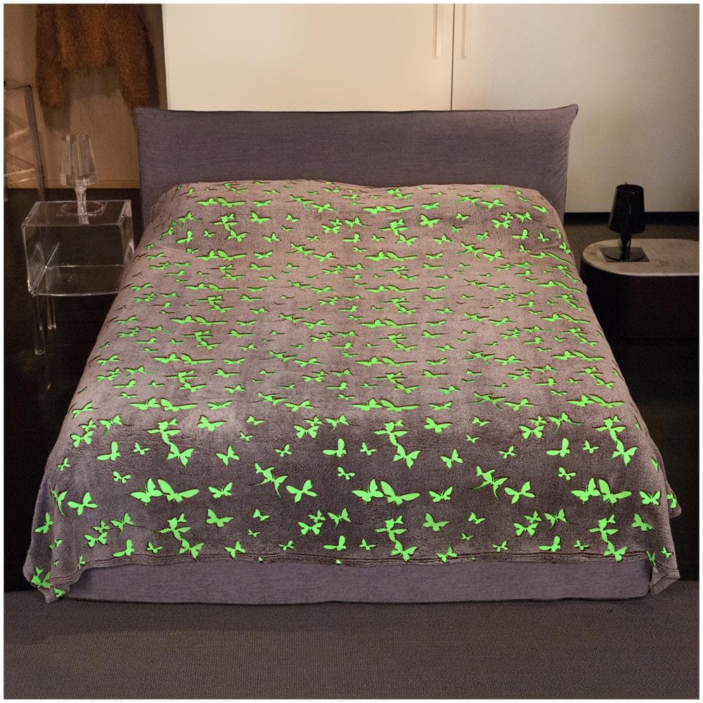 Coperta Matrimoniale Fluorescente Farfalle Glow Multicolore - Foto 2