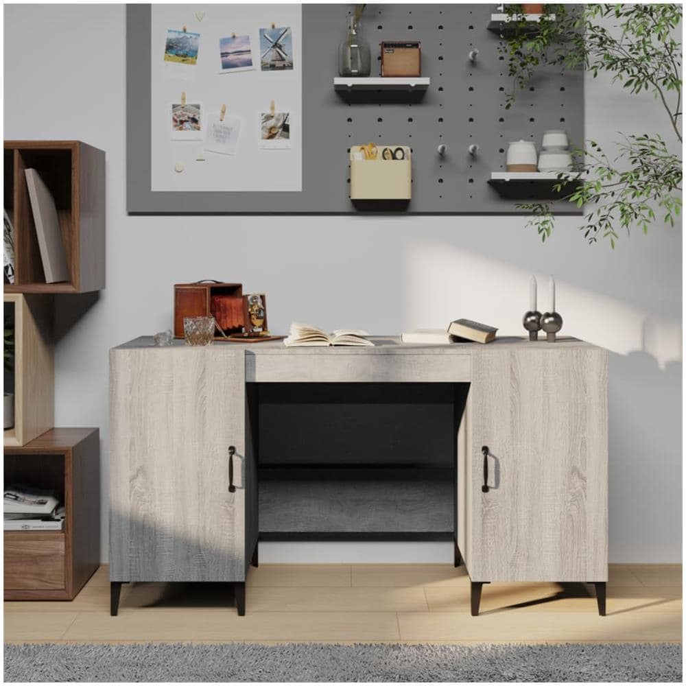 Scrivania Grigio Sonoma 140x50x75 Cm In Legno Multistrato - Foto 1