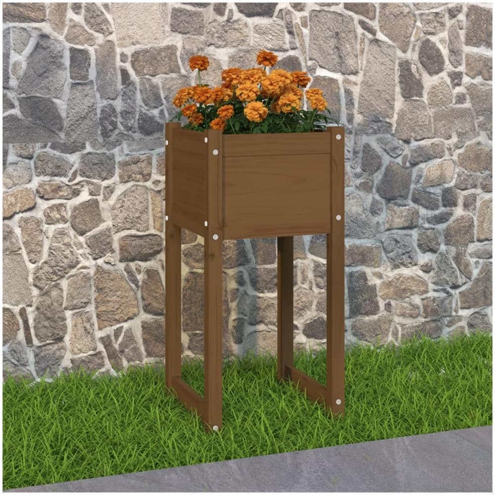 Fioriera Miele 40x40x81 cm in Legno Massello di Pino - Foto 1