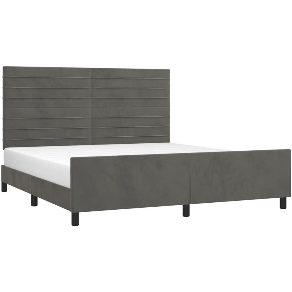 Giroletto Con Testiera Grigio Scuro 180x200 Cm In Velluto - Foto 3