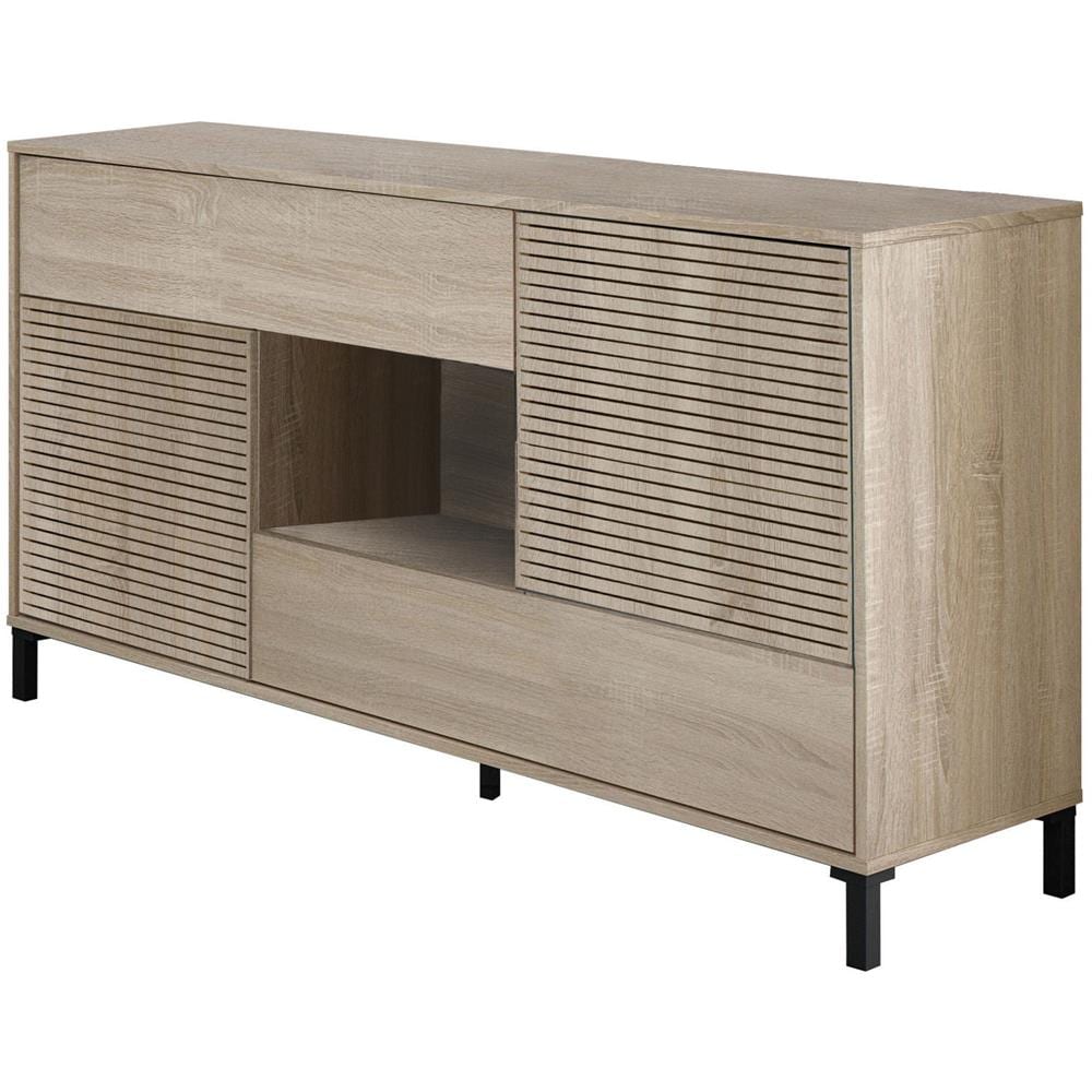 Credenza Waco, Madia Moderna A 2 Ante, Buffet Da Soggiorno, Mobile Porta Tv, Madia Con Piedini Per Salotto, 151x41h80 Cm, Rovere - Foto 2