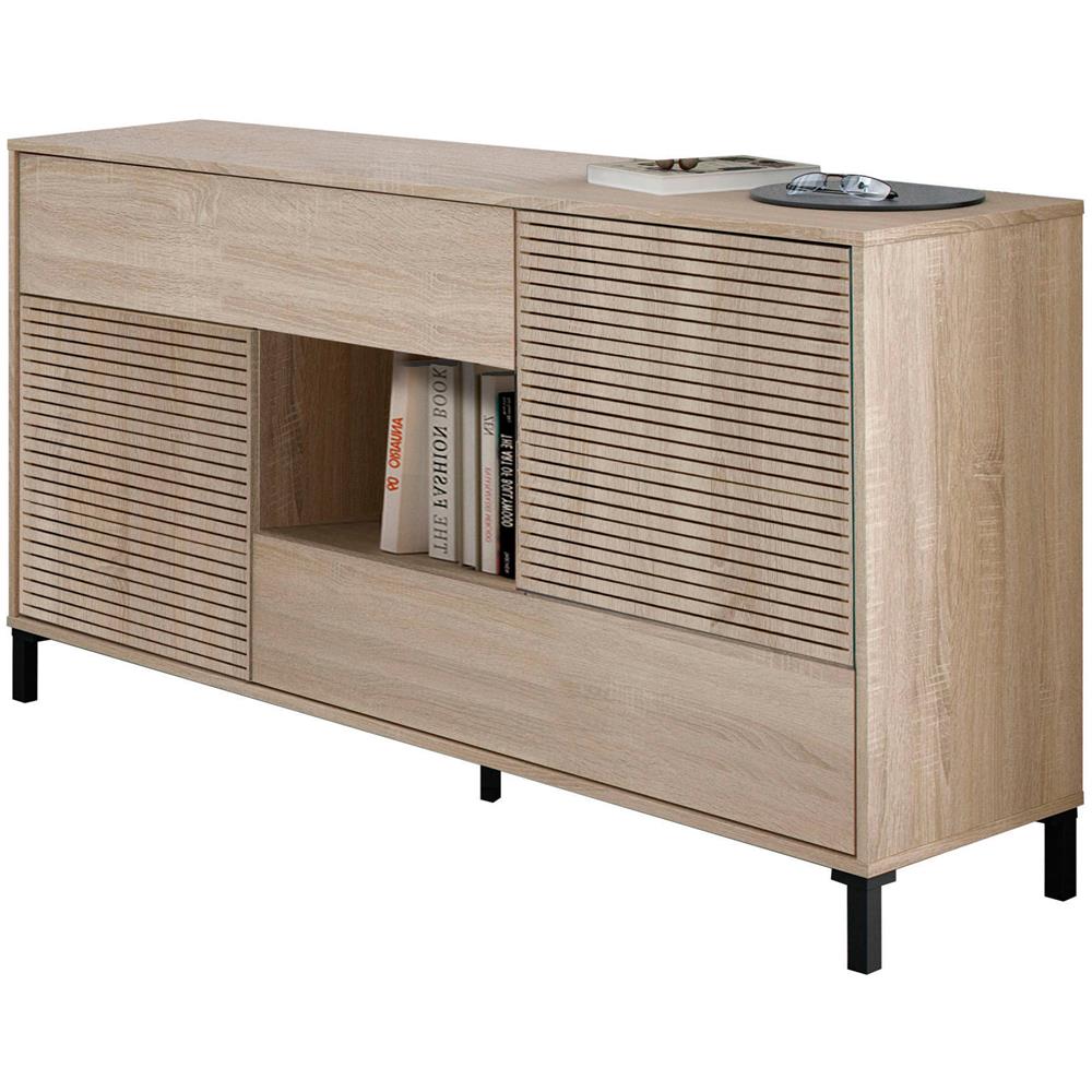 Credenza Waco, Madia Moderna A 2 Ante, Buffet Da Soggiorno, Mobile Porta Tv, Madia Con Piedini Per Salotto, 151x41h80 Cm, Rovere - Foto 4