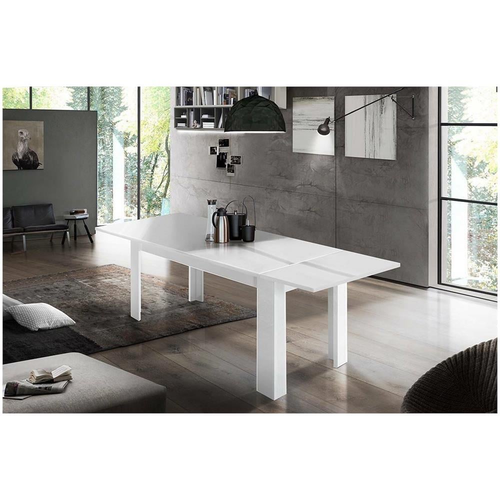 Tavolo Allungabile Nanni, Consolle Allungabile Fino A 10 Posti, Consolle Estensibile 100% Made In Italy, Cm 140/190x90h75, Bianco Lucido - Foto 1