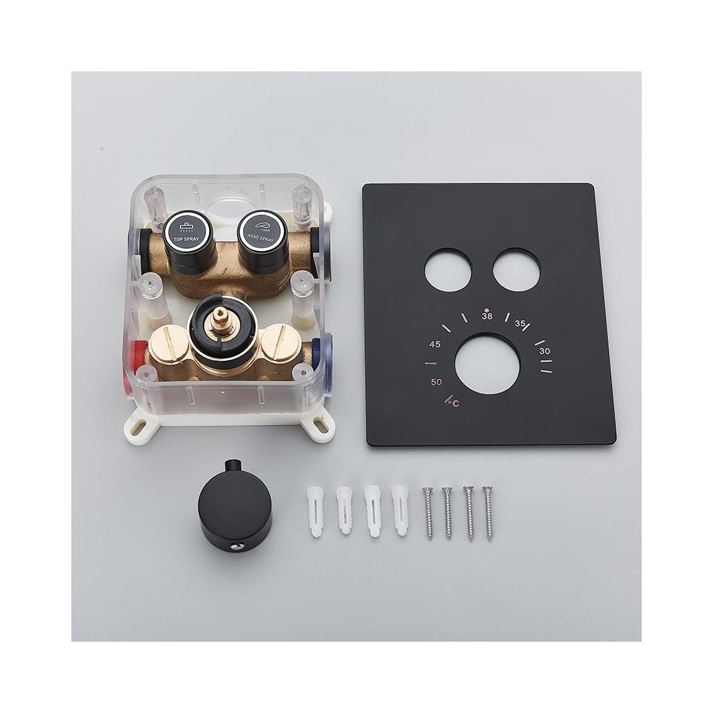 Set miscelatore doccia, Blackswan, tipo M149, modello nero opaco, con 2 vie e termostato, misura 30 cm - Foto 4