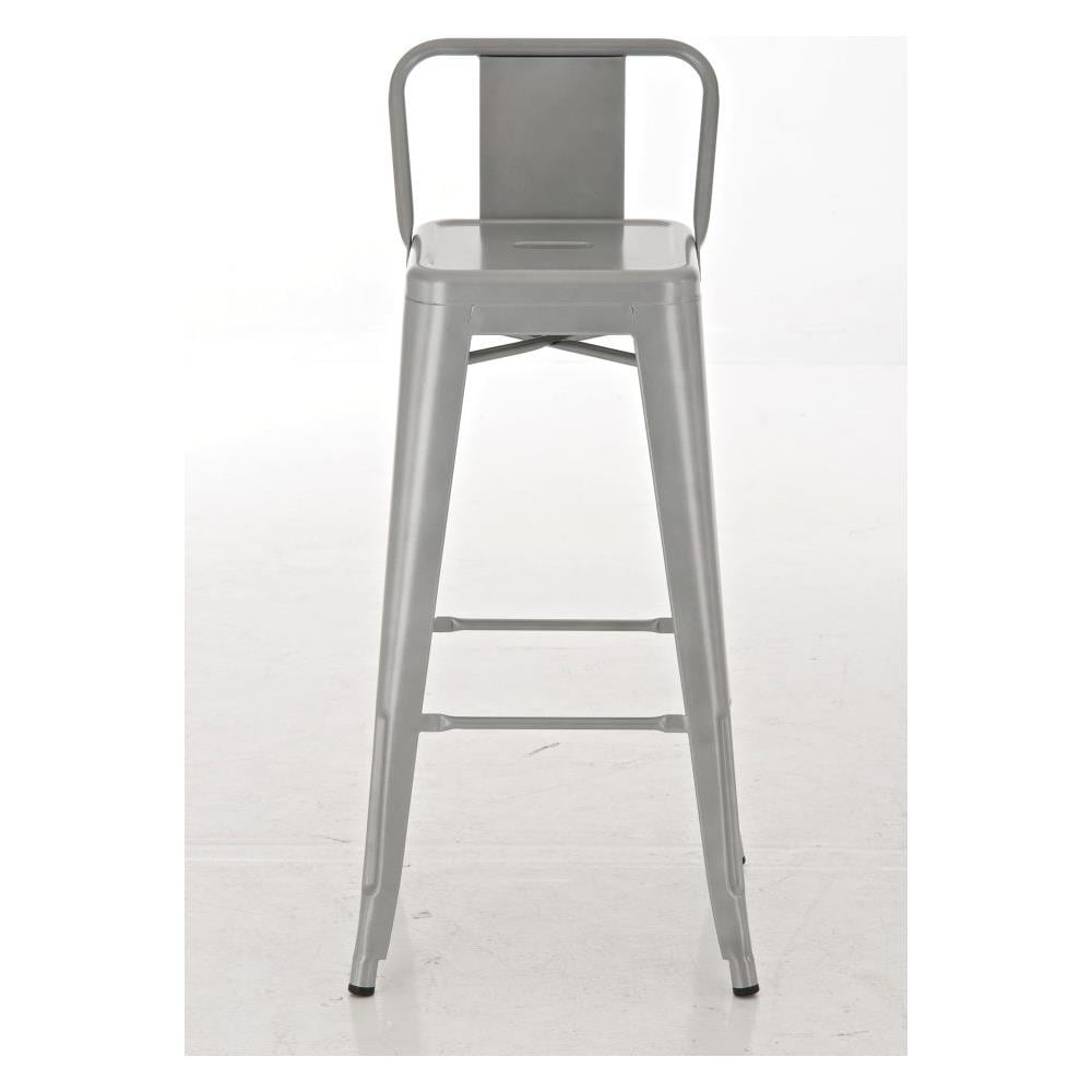 Set 2 Sgabelli Bar in Metallo Mason I Coppia Sgabelli Alti Bancone I Sgabelli Industrial H 77cm I Sgabello Pub Cucina con Schienale E Poggiapiedi Argento - Foto 1