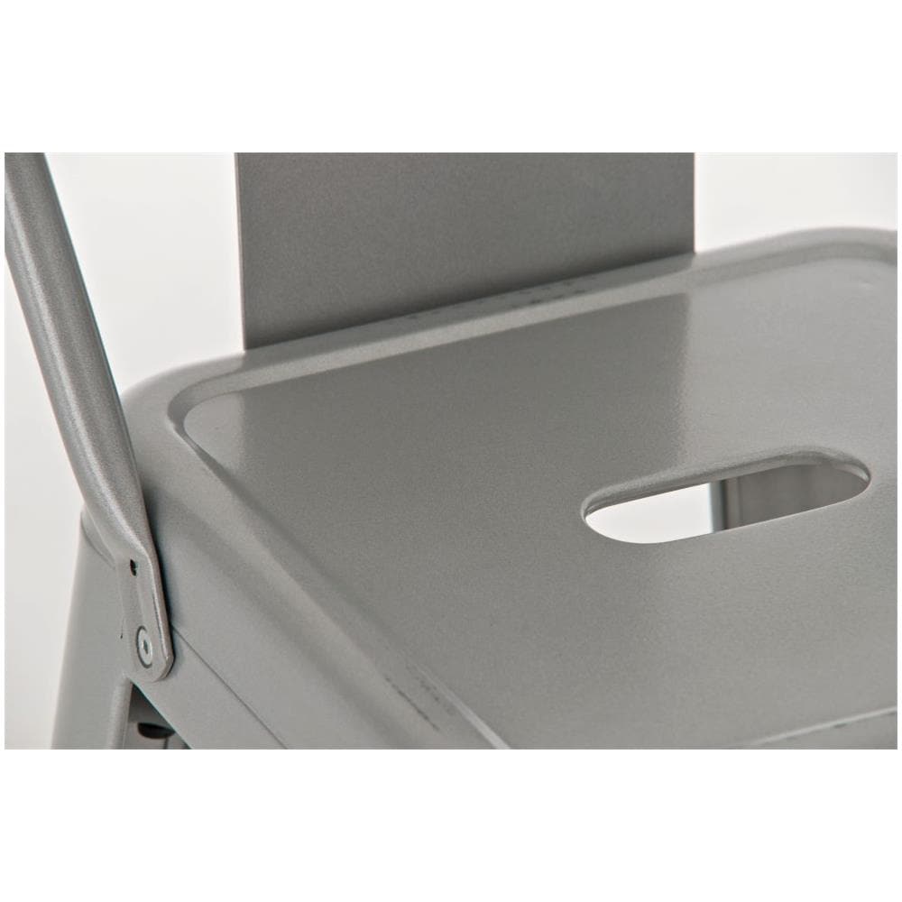 Set 2 Sgabelli Bar in Metallo Mason I Coppia Sgabelli Alti Bancone I Sgabelli Industrial H 77cm I Sgabello Pub Cucina con Schienale E Poggiapiedi Argento - Foto 5