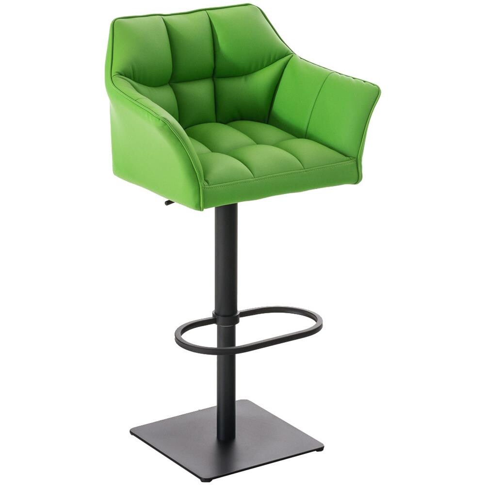 Sgabello Alto Regolabile Damaso in Similpelle I Sgabello Bancone con Braccioli E Schienale Imbottiti E Poggiapiedi, H 58-83 CM Verde Nero - Foto 1