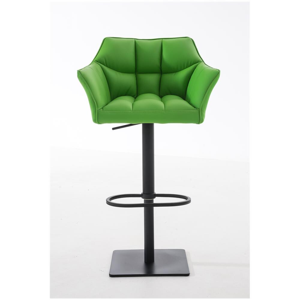 Sgabello Alto Regolabile Damaso in Similpelle I Sgabello Bancone con Braccioli E Schienale Imbottiti E Poggiapiedi, H 58-83 CM Verde Nero - Foto 2
