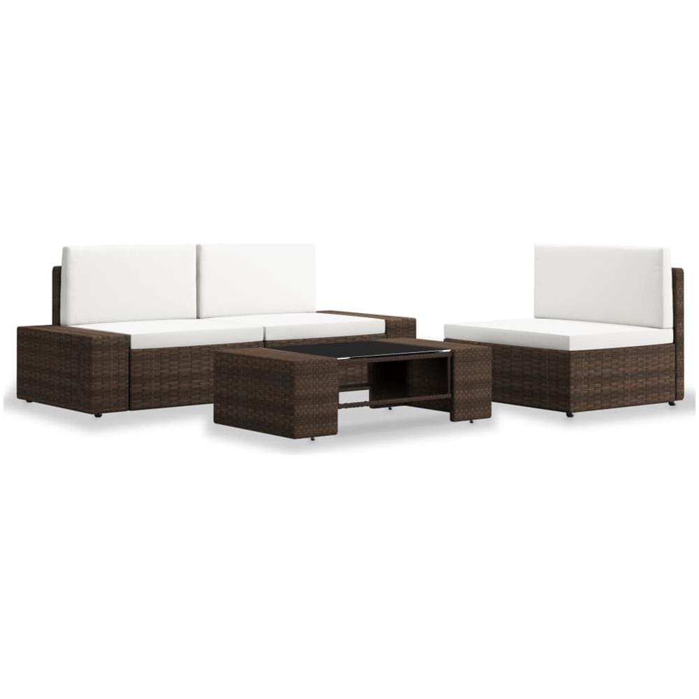 Set Divani Da Giardino 4 Pz In Polyrattan Marrone - Foto 1