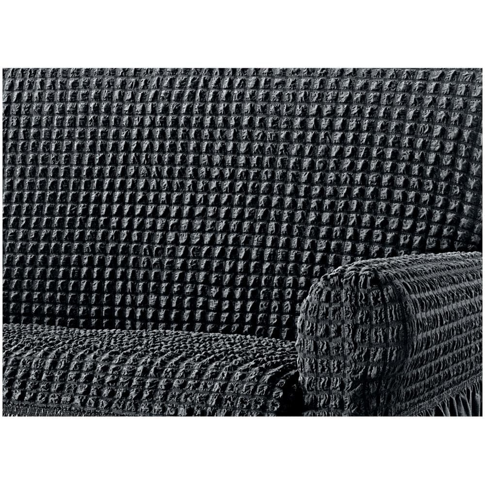 Copridivano Elasticizzato Arricciato Con Volants Tinta Unita Luxory Grigio Scuro 3 Posti Grigio Sc - Foto 2