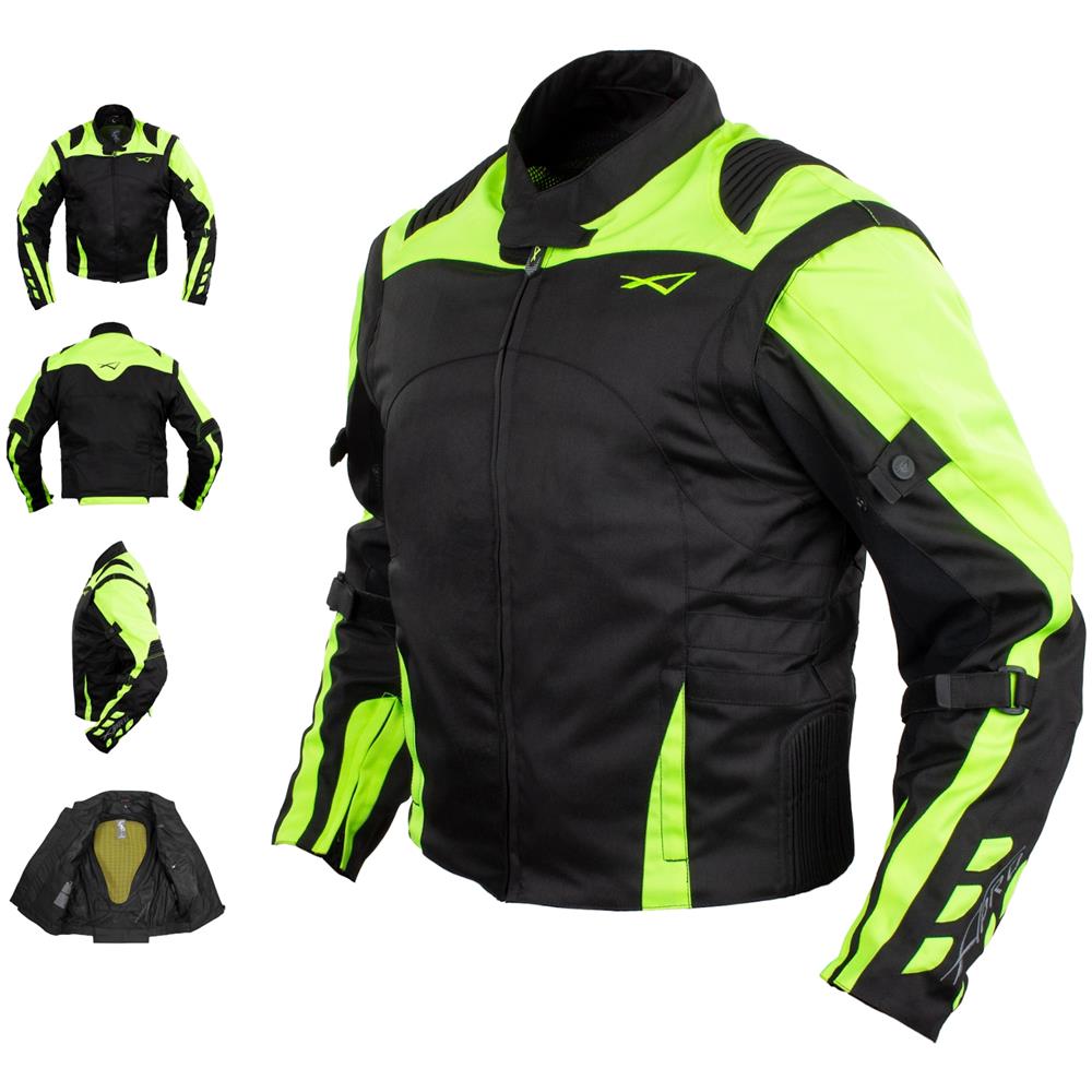 Giacca Moto Tessuto Cordura Manica Staccabile Racing Sport Touring Fluo S - Foto 1