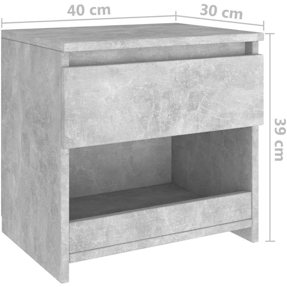 Comodino Grigio Cemento 40x30x39 cm in Legno Multistrato - Foto 7