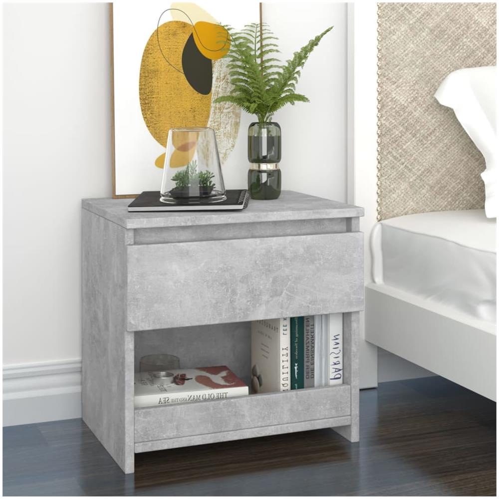 Comodino Grigio Cemento 40x30x39 cm in Legno Multistrato - Foto 1