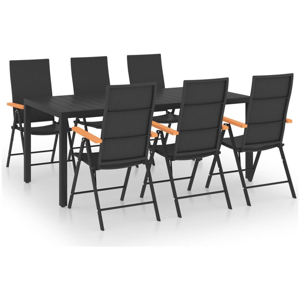 Set Da Pranzo Da Giardino 7 Pz Nero E Marrone - Foto 1