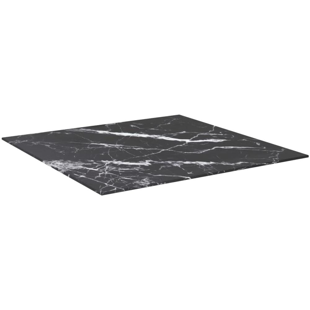 Piano Tavolo Nero 70x70 Cm 6mm In Vetro Temperato Aspetto Marmo - Foto 3