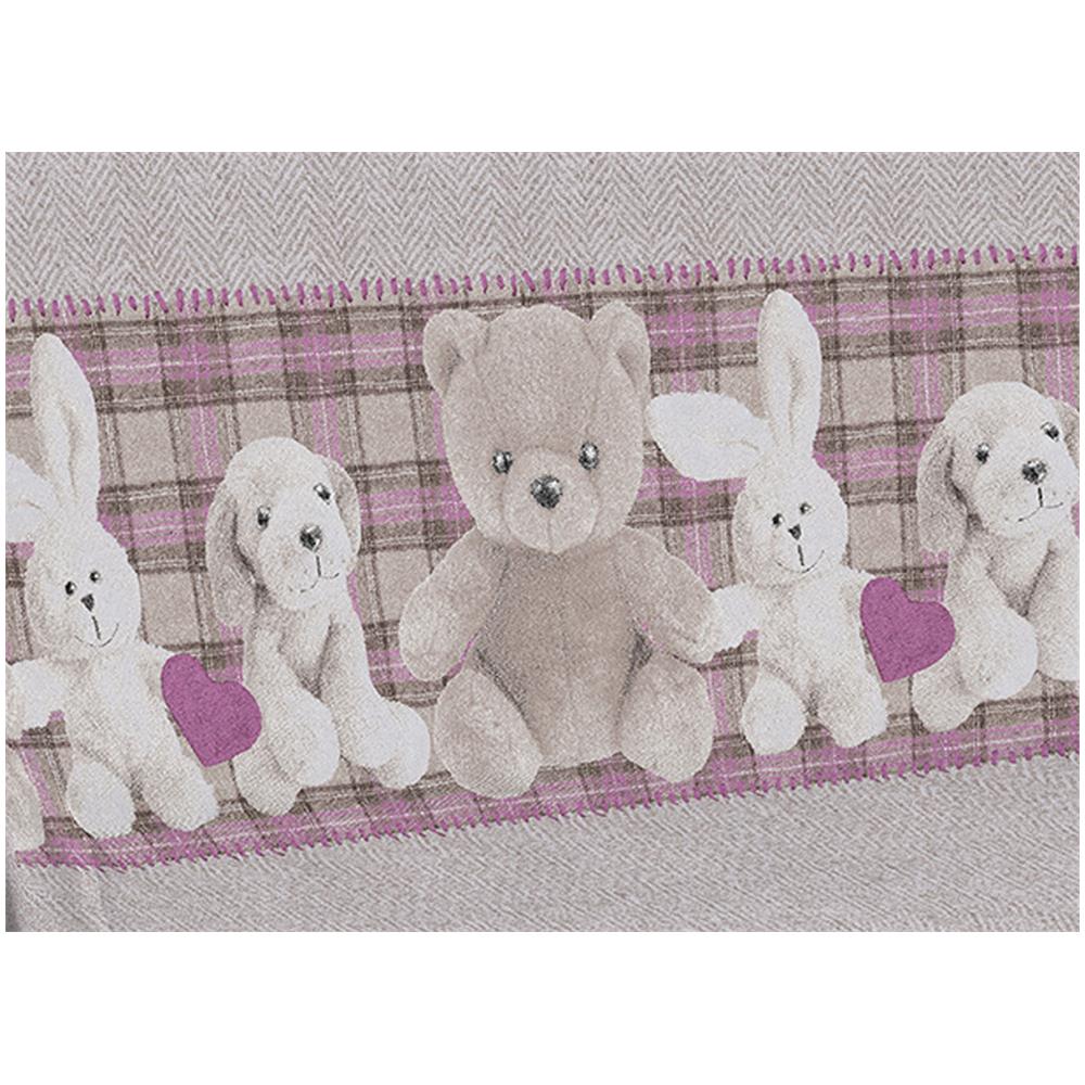 Telo Arredo Multiuso Linea Pensieri Delicati In 100% Cotone Disegno Peluches Matrimoniale Rosa - Foto 2