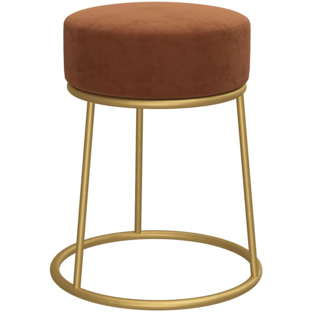 Sgabello Rotondo Marrone In Velluto - Foto 2