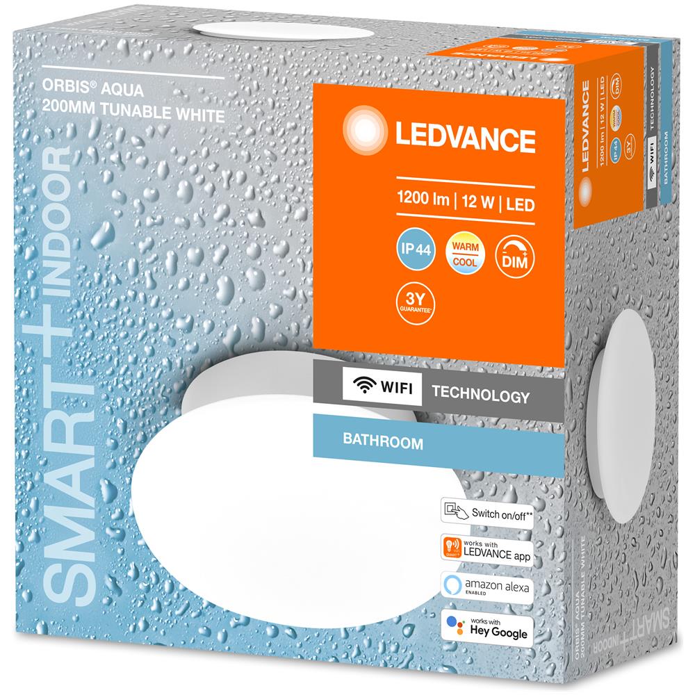 Plafoniera Circolare Per Bagno Led 12w Cct Ip44 4058075574410 Orbis Smart+ Ledvance Cct 94xø200 Mm Alluminio, pc - Foto 5